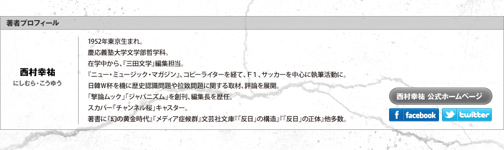 1952年東京生まれ。慶応義塾大学文学部哲学科。在学中から、『三田文学』編集担当。『ニュー・ミュージック・マガジン』、コピーライターを経て、Ｆ１、サッカーを中心に執筆活動に。日韓Ｗ杯を機に歴史認識問題や拉致問題に関する取材、評論を展開。「撃論ムック」「ジャパニズム」を創刊、編集長を歴任。スカパー「チャンネル桜」キャスター。著書に『幻の黄金時代』『メディア症候群』文芸社文庫『「反日」の構造』『「反日」の正体』他多数。
